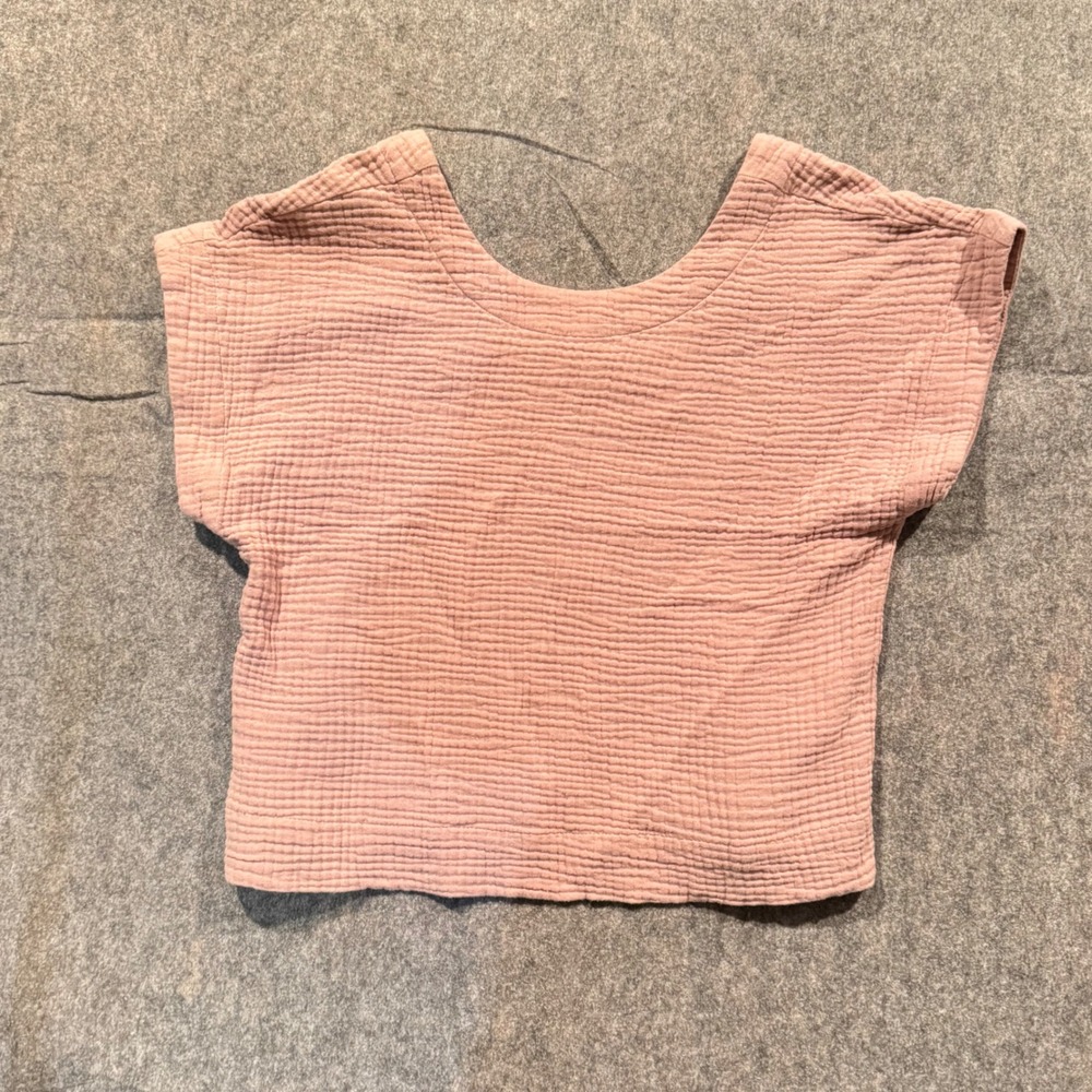 Madewell Double Gauze Boxy Top Women M Pink Square Neck Cotton Blouse